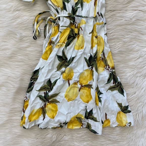 Lulus Lemon Print Short Sleeve True Wrap Dress - Picture 9 of 12